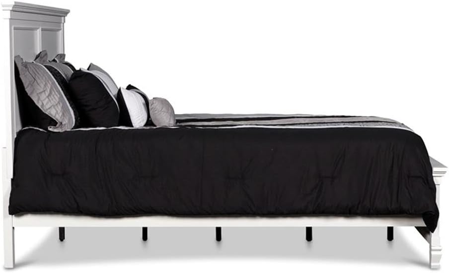 White Wood King Panel Bed Frame
