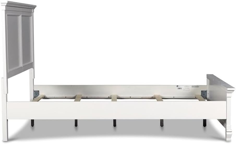 White Wood King Panel Bed Frame