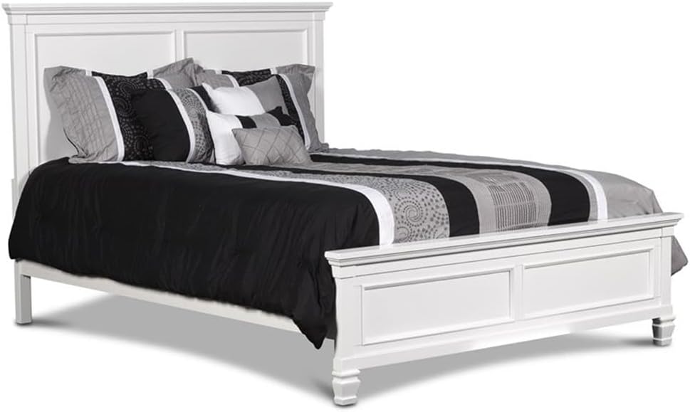 White Wood King Panel Bed Frame