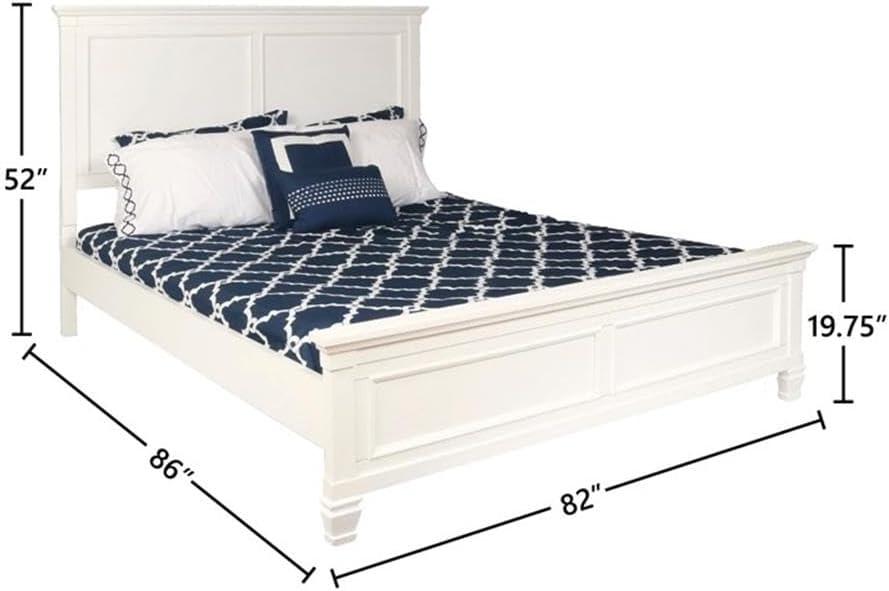 White Wood King Panel Bed Frame