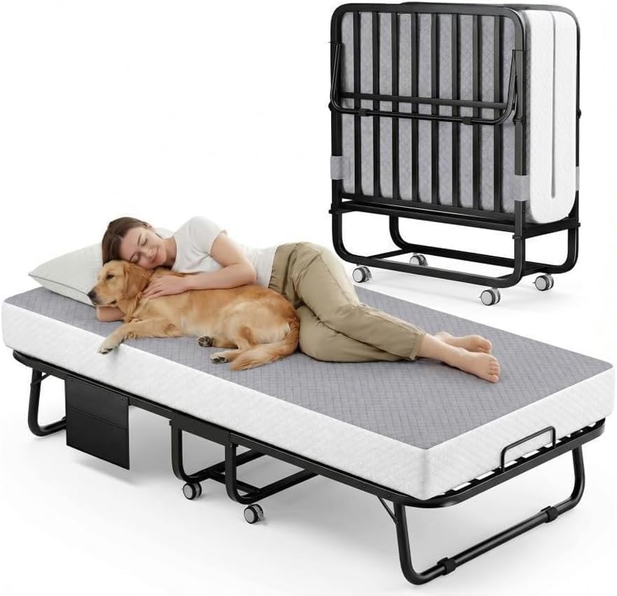 Wheeled Foam Twin Foldable Guest Bed