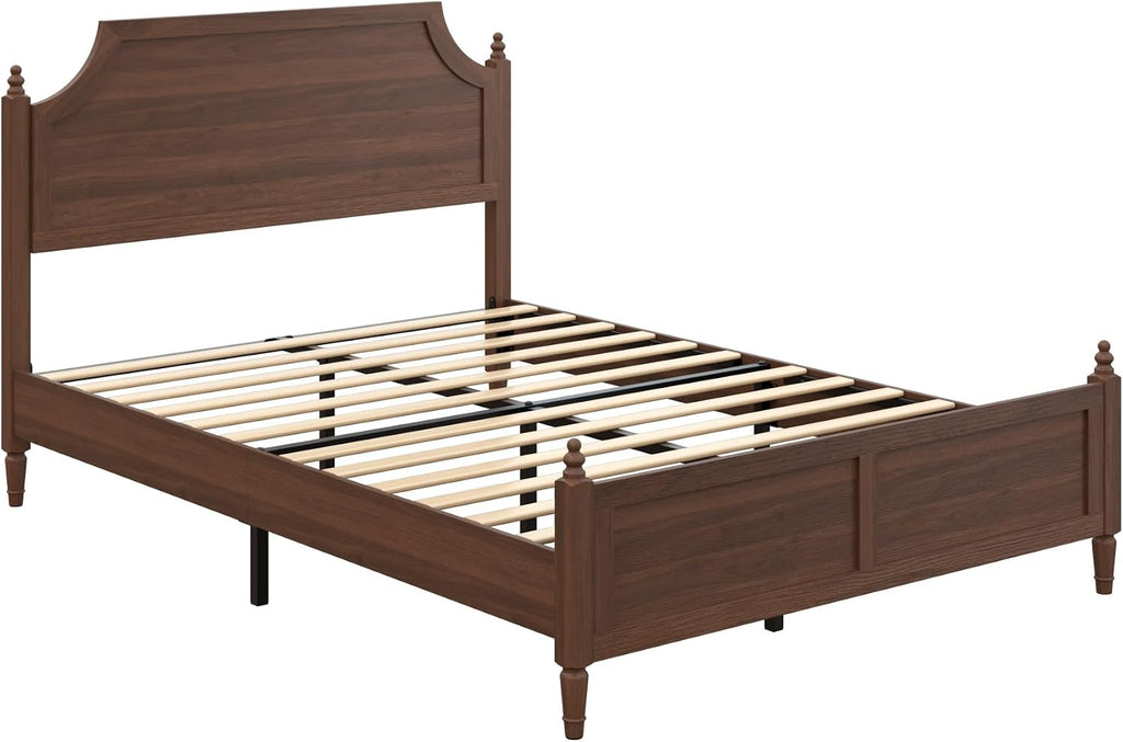 Walnut Storage Full Wood Platform Bed