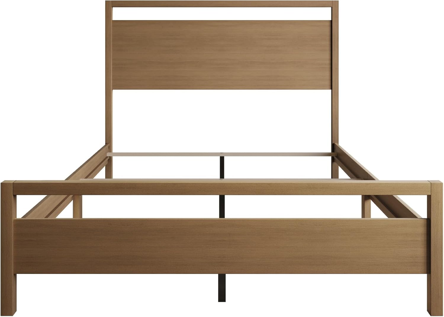 Light Oak Queen Wood Panel Bed