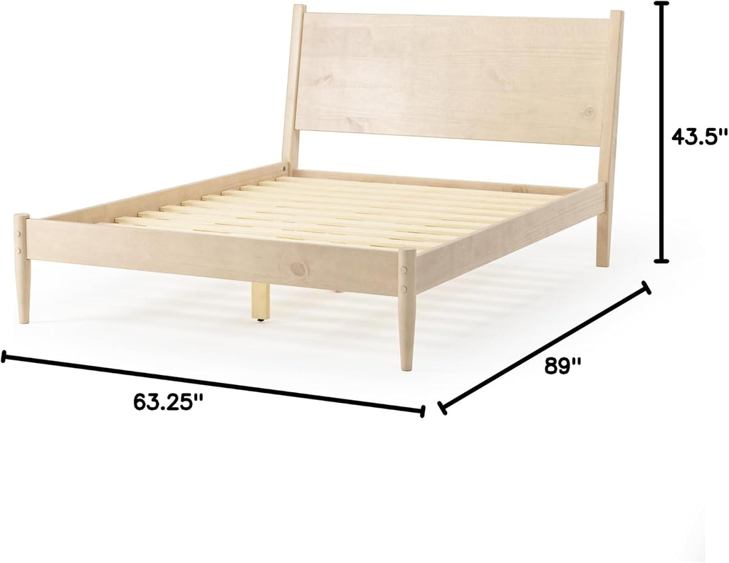 Light Oak Queen Mid-Century Bed