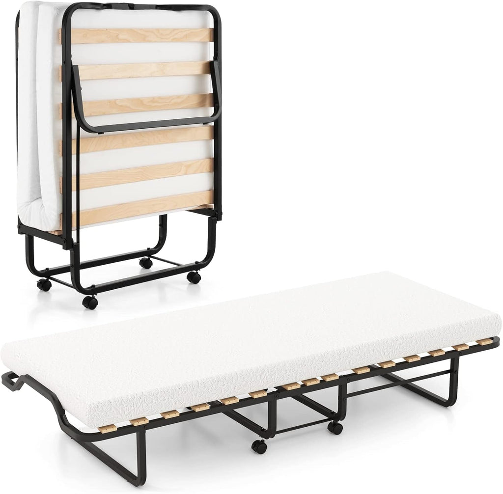 Wood Foam Wheeled Foldable Guest Bed
