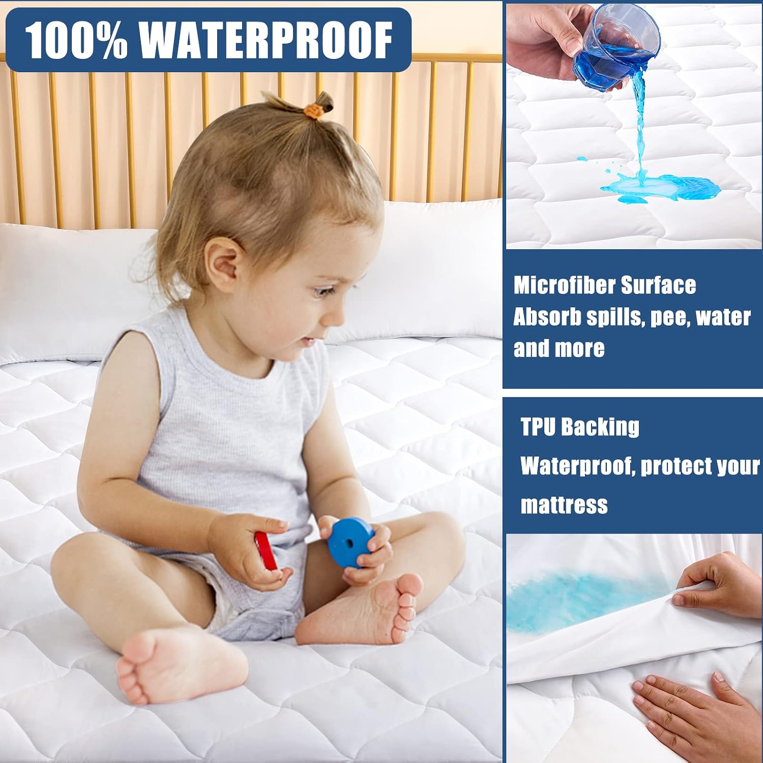 Waterproof Quilted King Mattress Pad