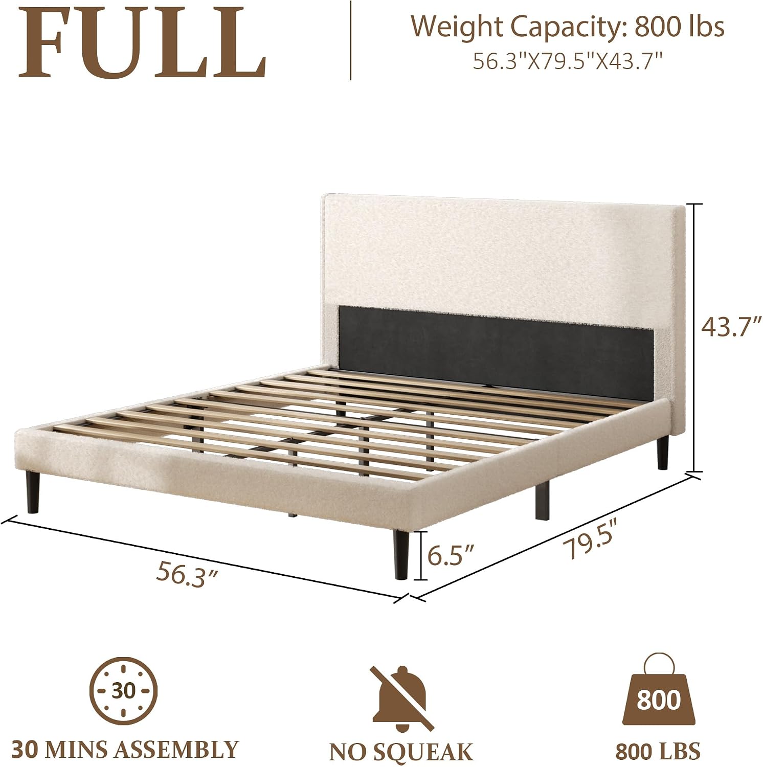 Teddy Velvet Full Platform Bed