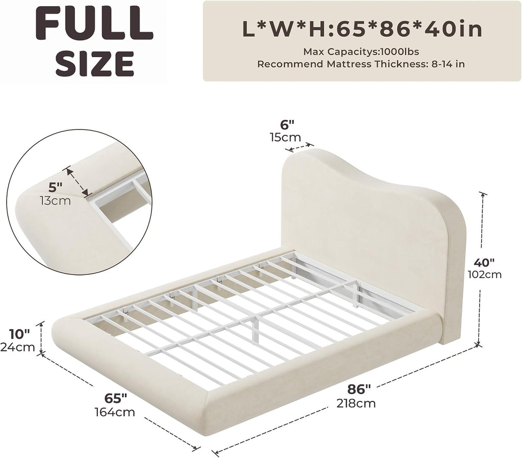 Curved Camelback Full Platform Bed