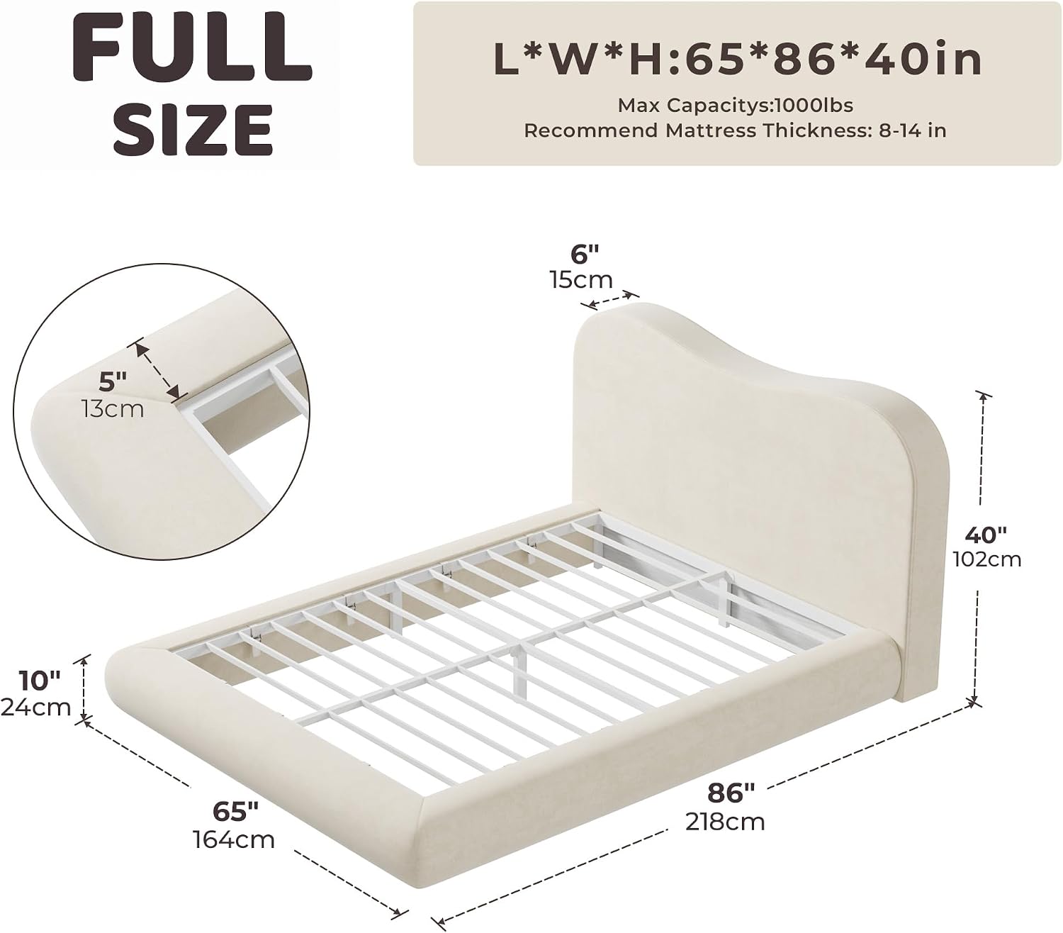 Curved Camelback Full Platform Bed