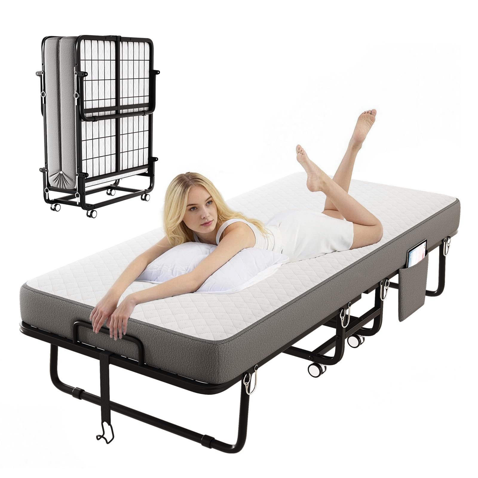 Metal Foam Foldable Single Guest Bed