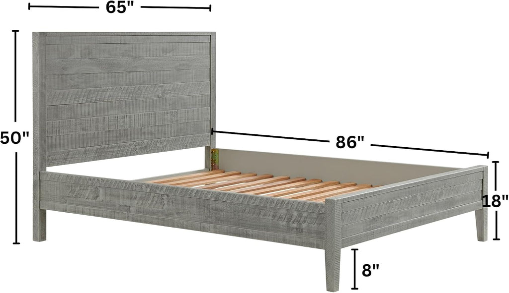 Gray Pine Queen High Panel Bed