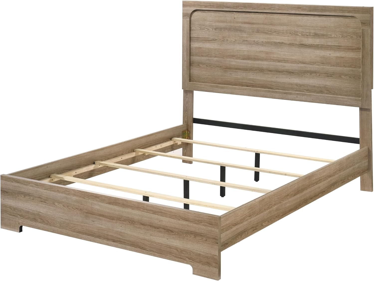 Oak Framed Queen Wood Panel Bed