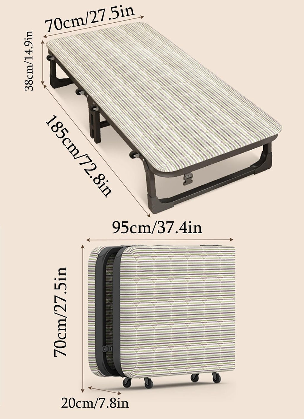 Steel Frame Sponge Foldable Guest Bed
