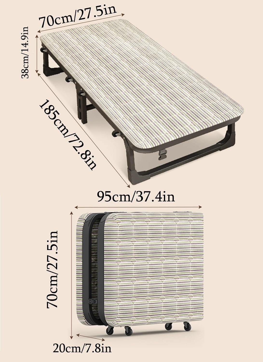 Steel Frame Sponge Foldable Guest Bed