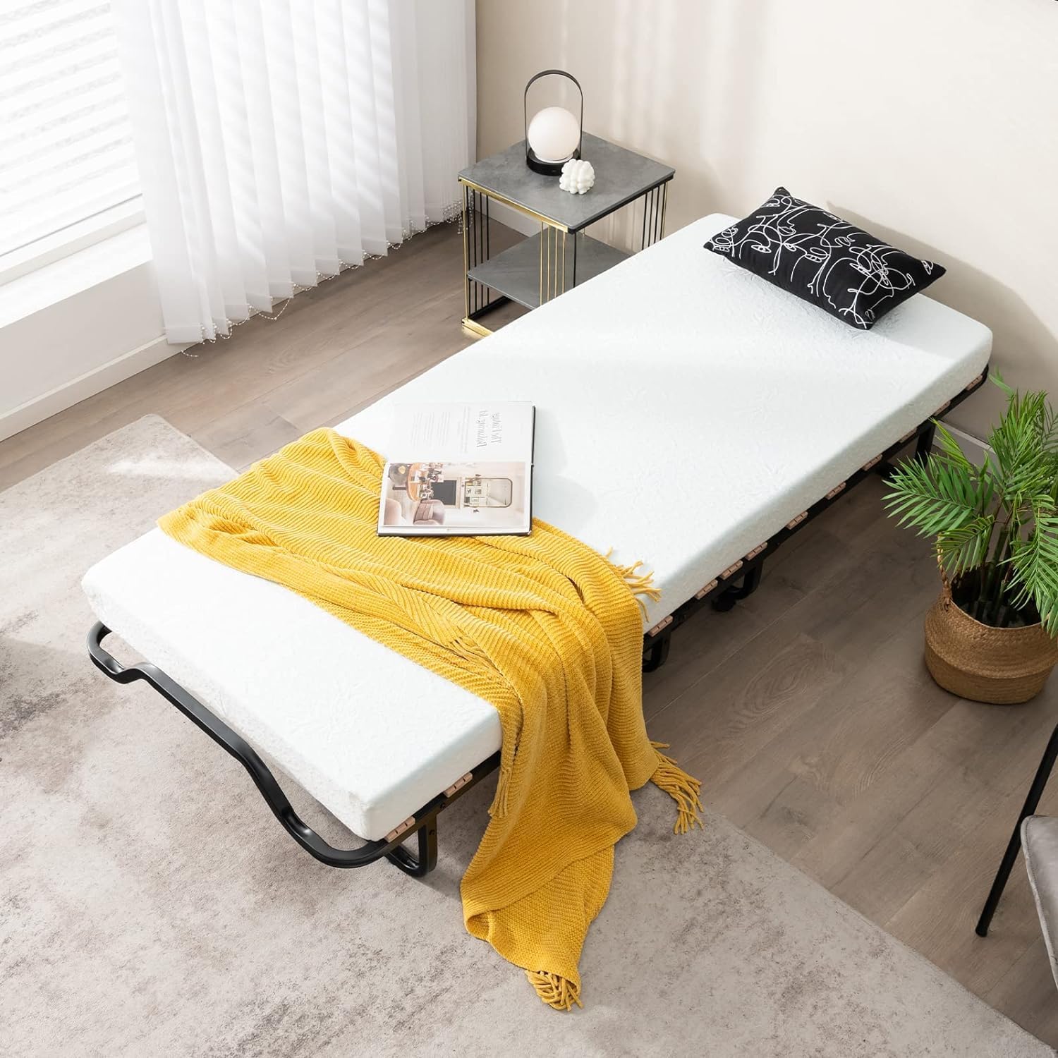 Wood Foam Wheeled Foldable Guest Bed