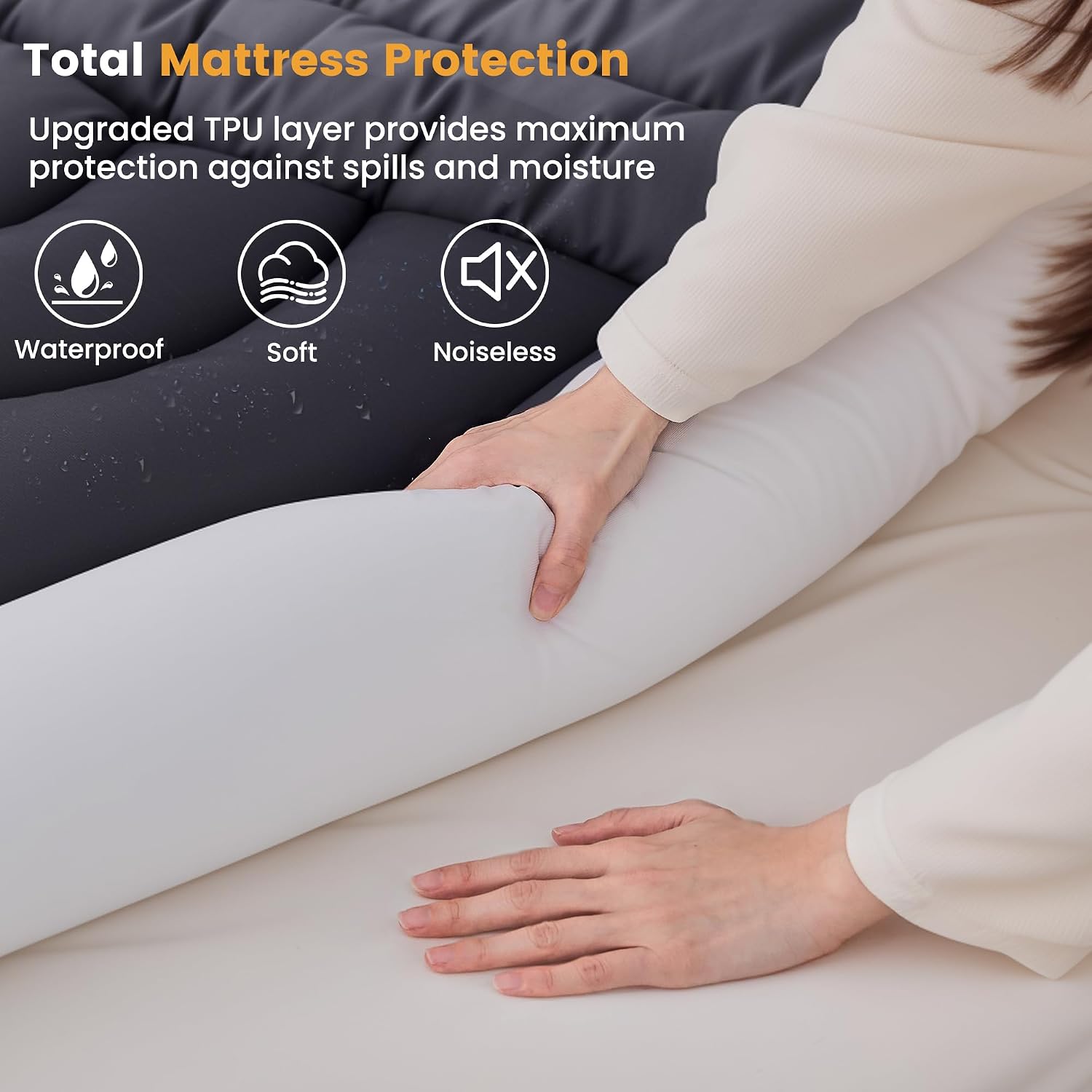Grey Quilted Waterproof Queen Pad