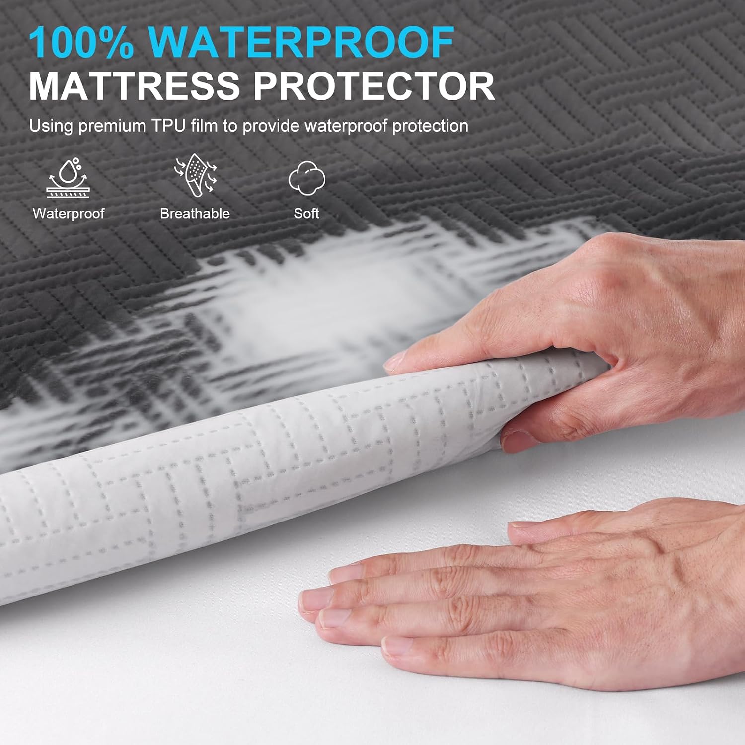 Gray Deep Pocket Queen Mattress Protector