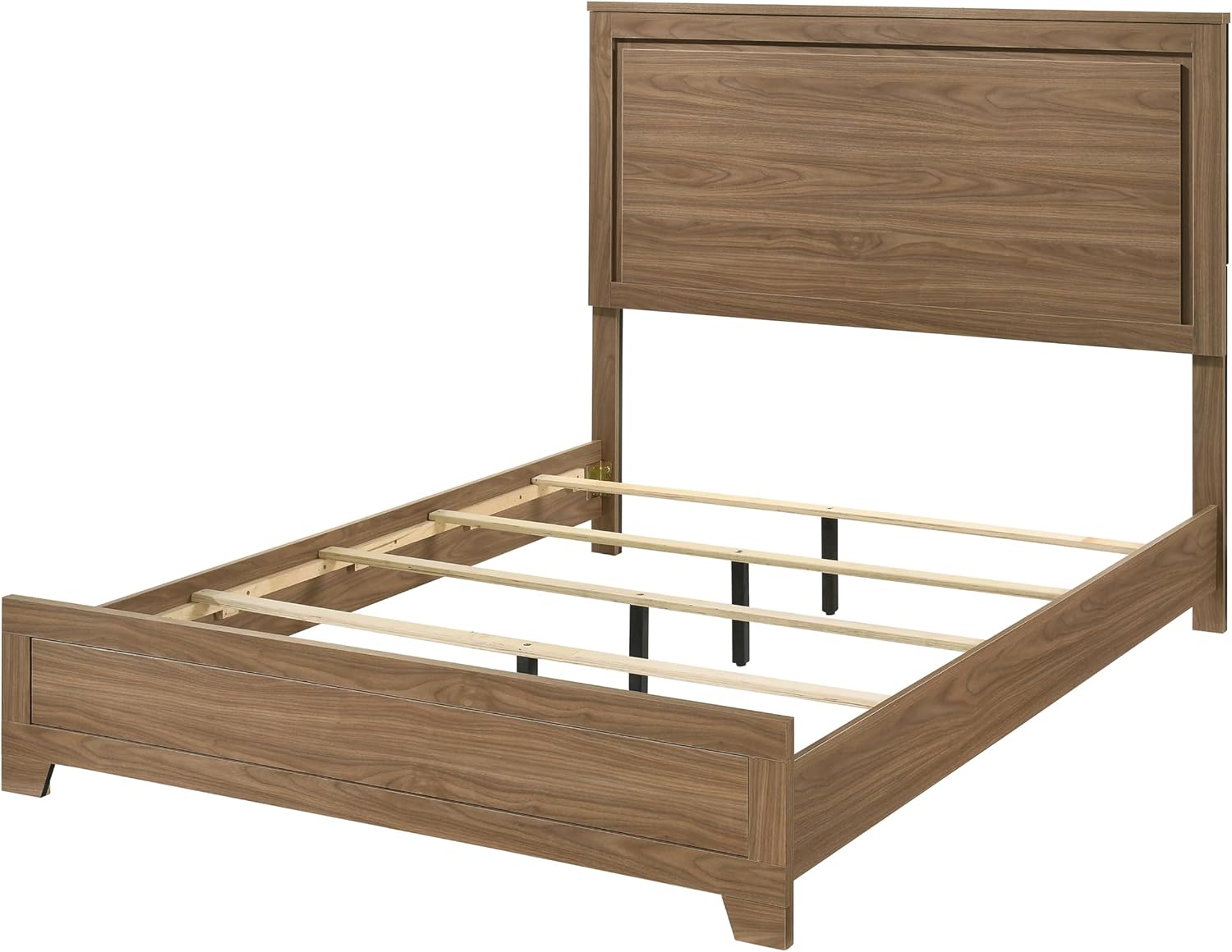 Brown Solid Wood Queen Panel Bed