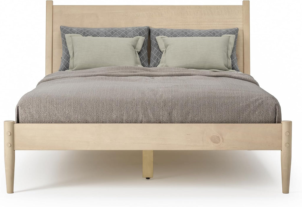 Light Oak Queen Mid-Century Bed