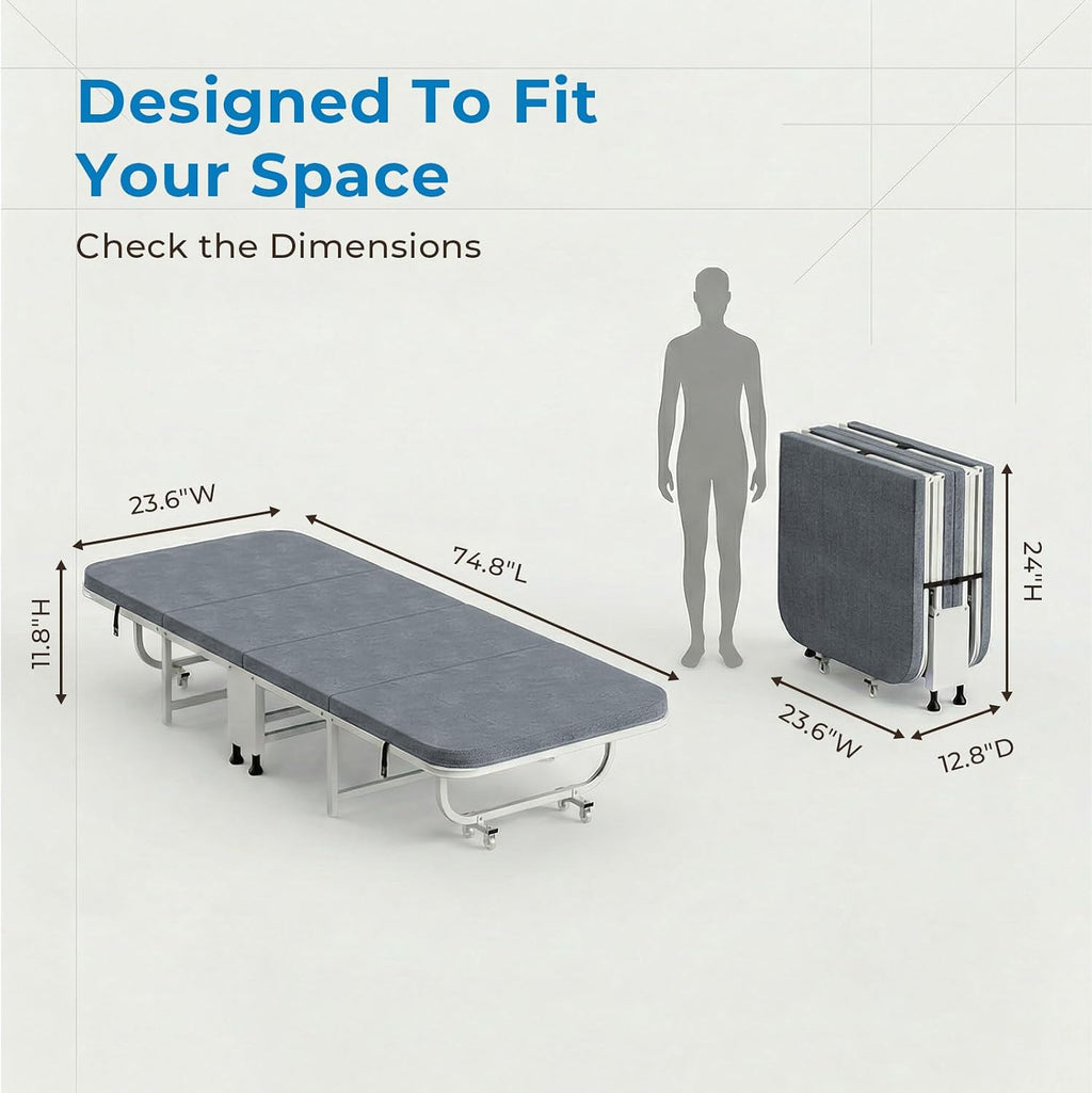 Wheeled Foldable Rollaway Guest Bed
