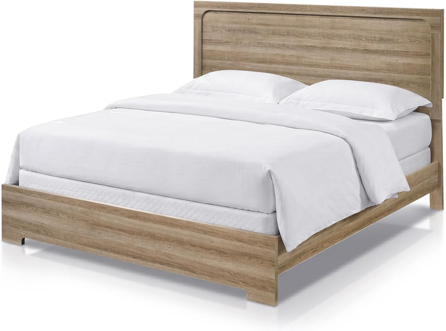 Oak Framed Queen Wood Panel Bed