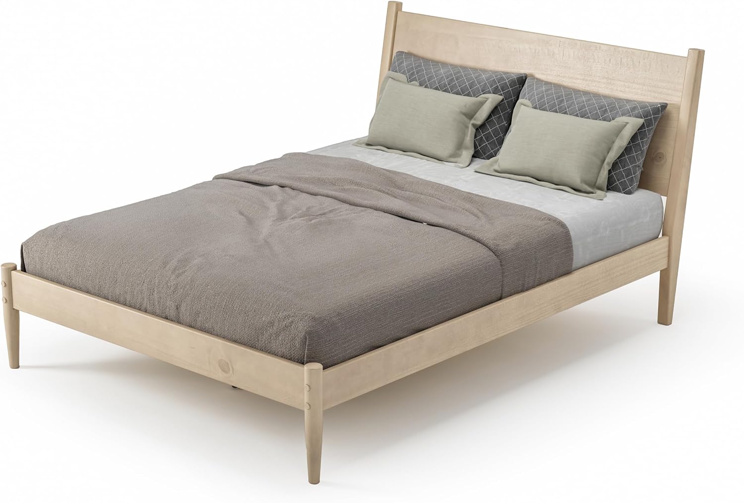 Light Oak Queen Mid-Century Bed