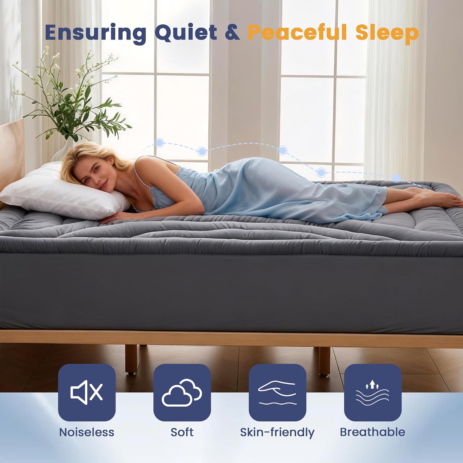 Grey Quilted Waterproof Queen Pad