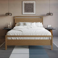 Light Oak Queen Wood Panel Bed