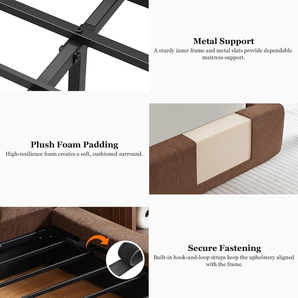 Chenille Queen Channel Platform Bed