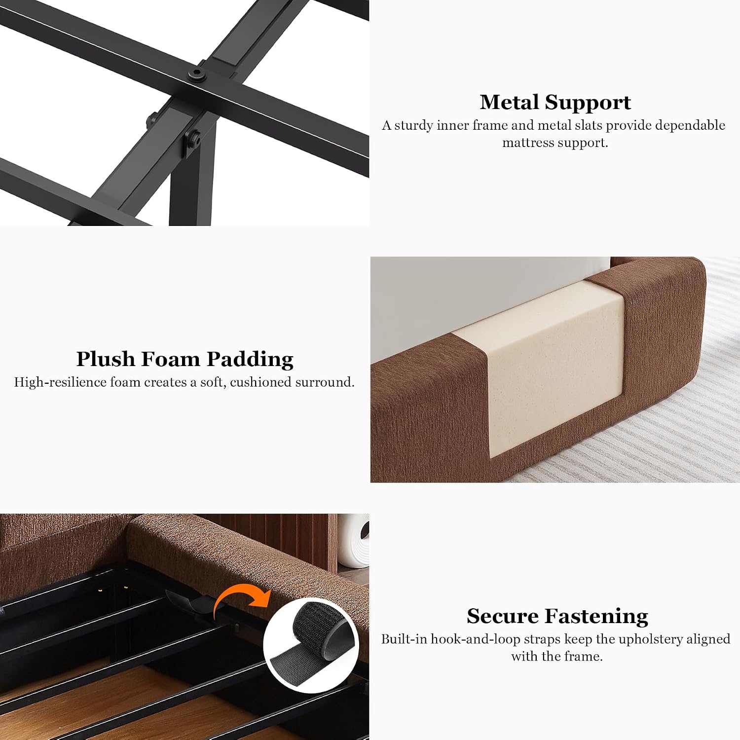 Chenille Queen Channel Platform Bed