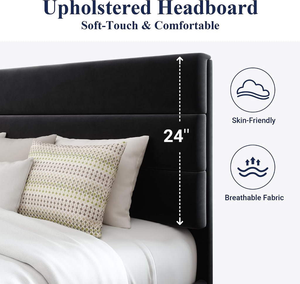 Velvet King Upholstered Platform Bed