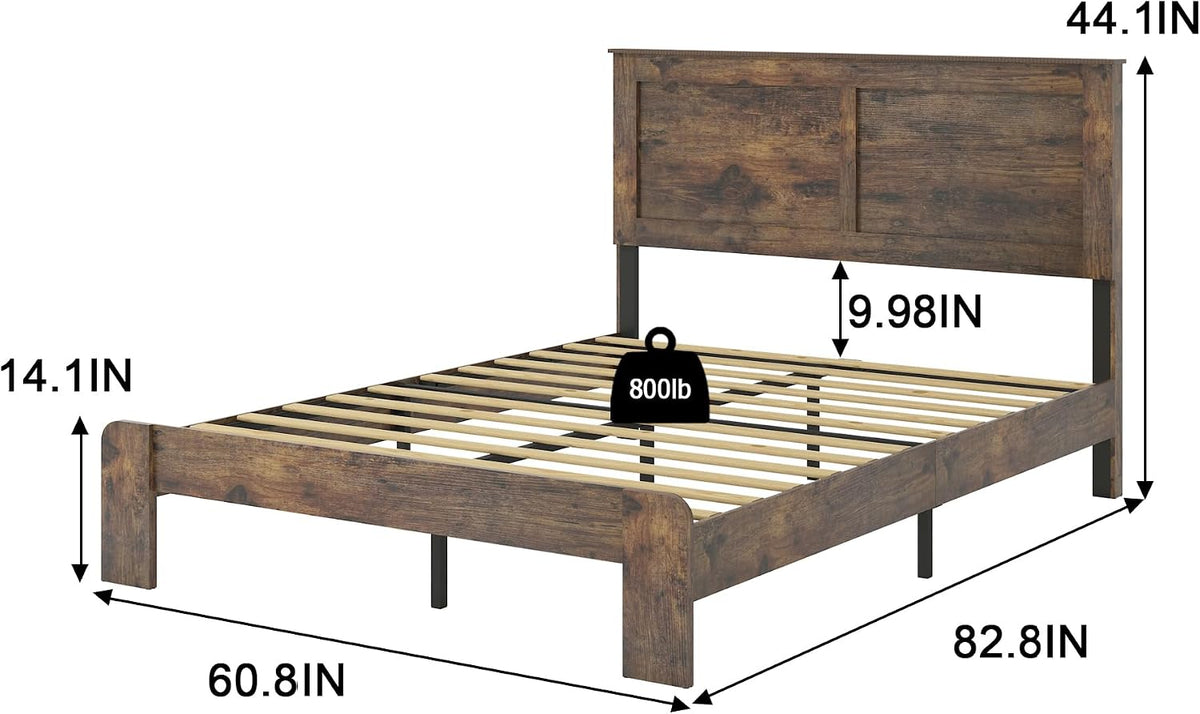 Rustic Wood Queen Platform Bed