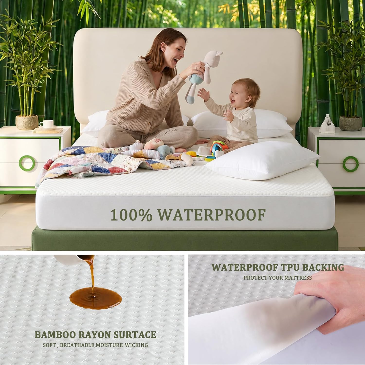 Bamboo Cooling Queen Mattress Protector