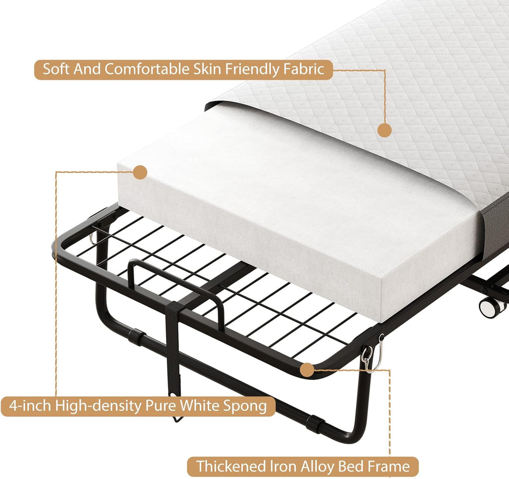 Metal Foam Foldable Single Guest Bed