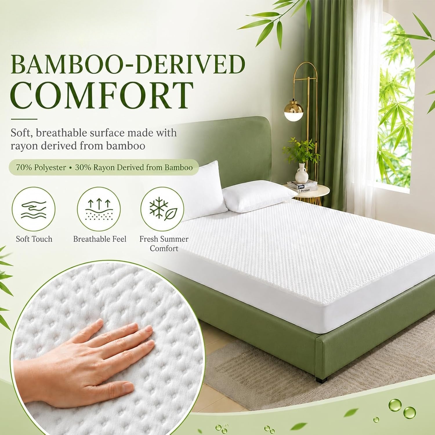 Bamboo Cooling Queen Mattress Protector