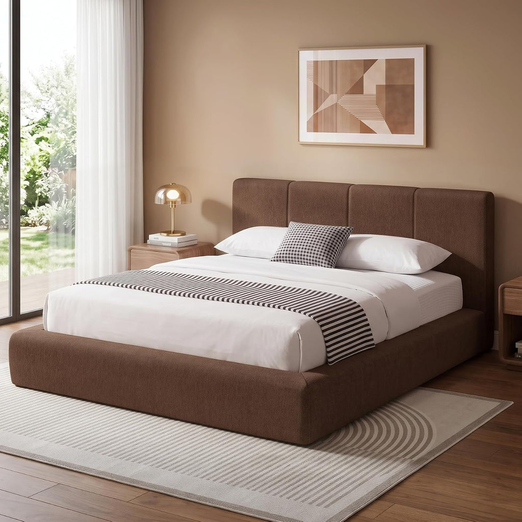 Chenille Queen Channel Platform Bed