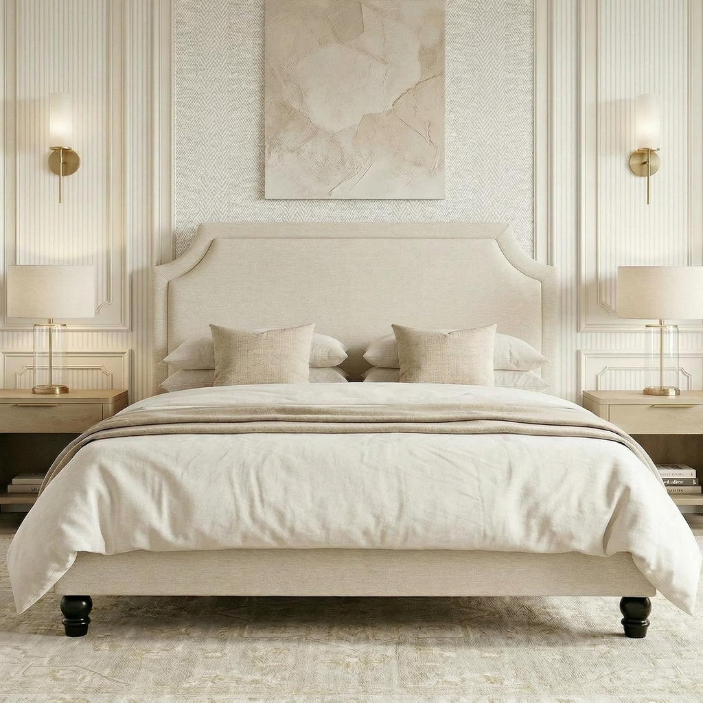 Adjustable Chenille King Platform Bed
