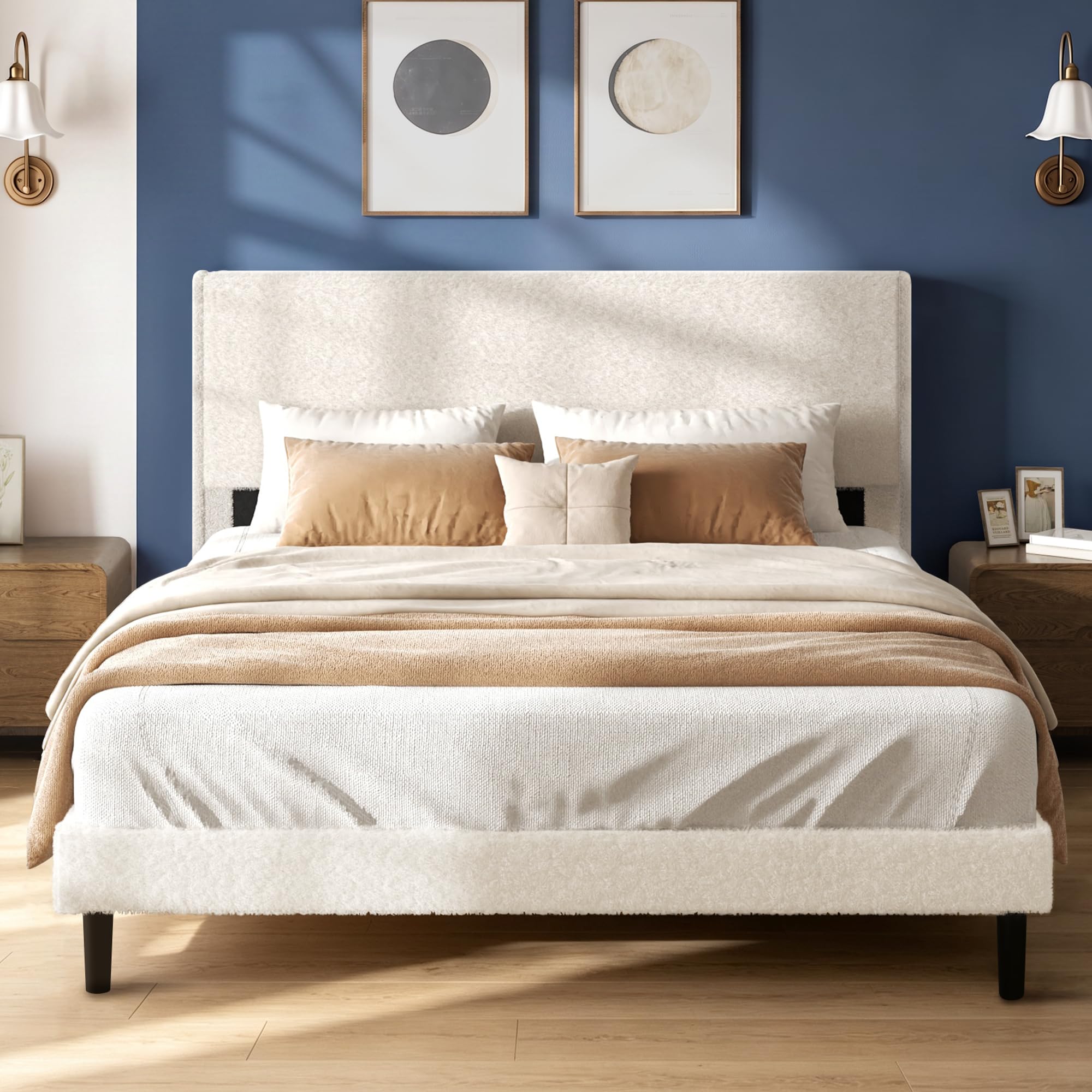 Teddy Velvet Full Platform Bed