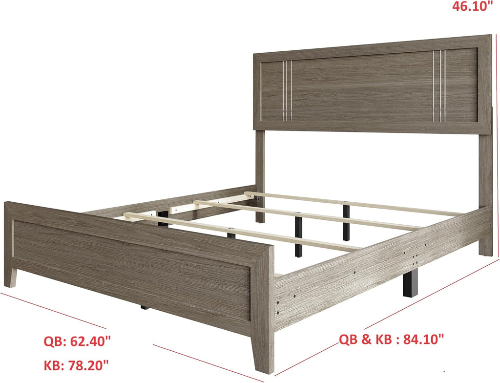 Wood Grain King Panel Bed Frame