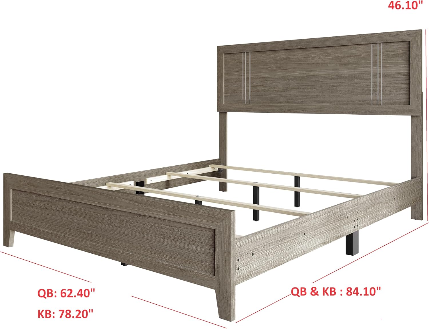 Wood Grain King Panel Bed Frame