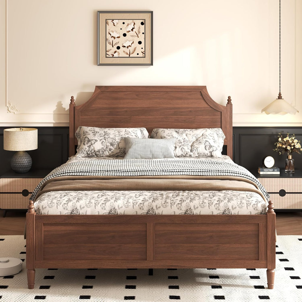 Walnut Storage Full Wood Platform Bed