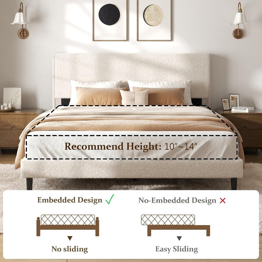 Teddy Velvet Full Platform Bed