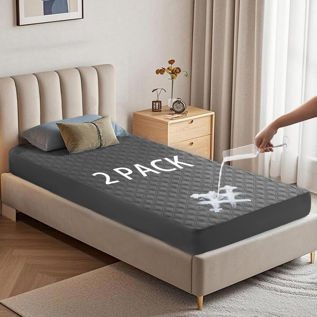 Gray Twin XL Waterproof Mattress Cover