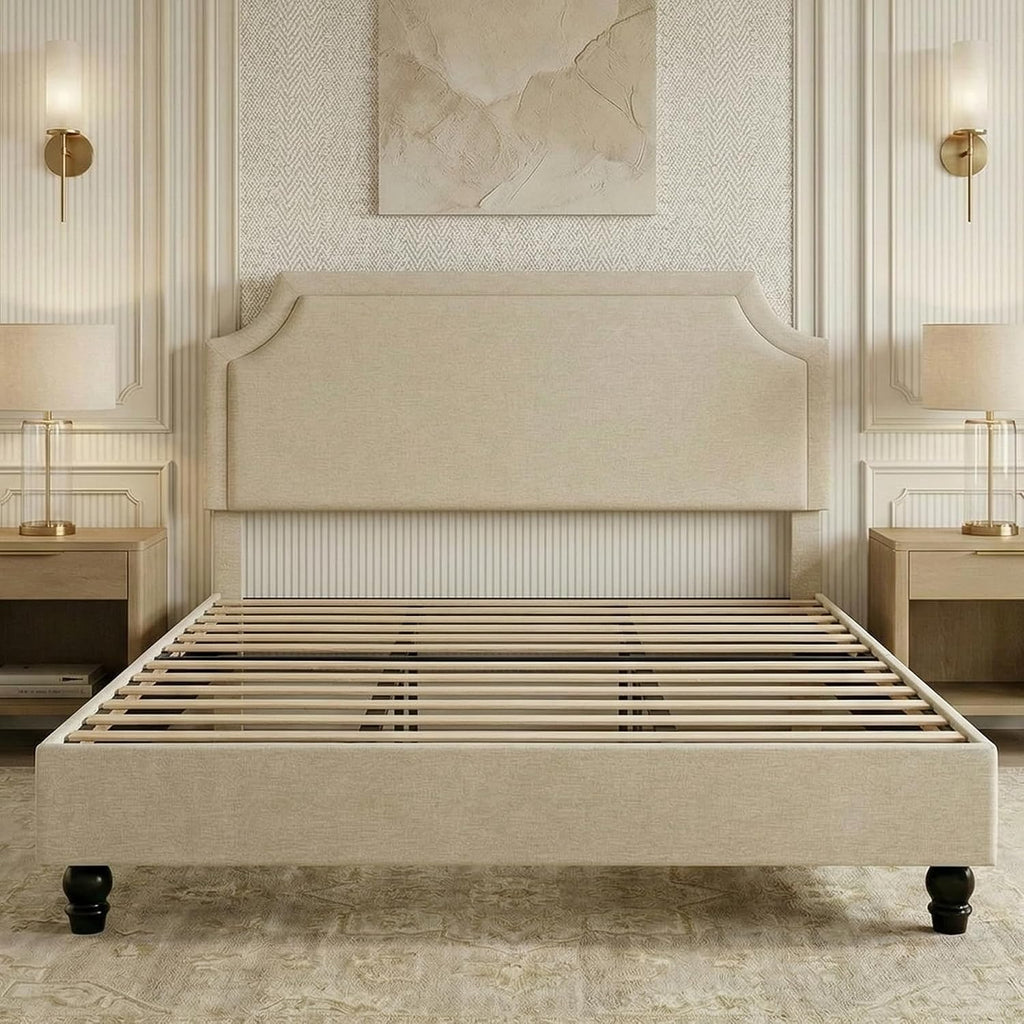 Adjustable Chenille King Platform Bed