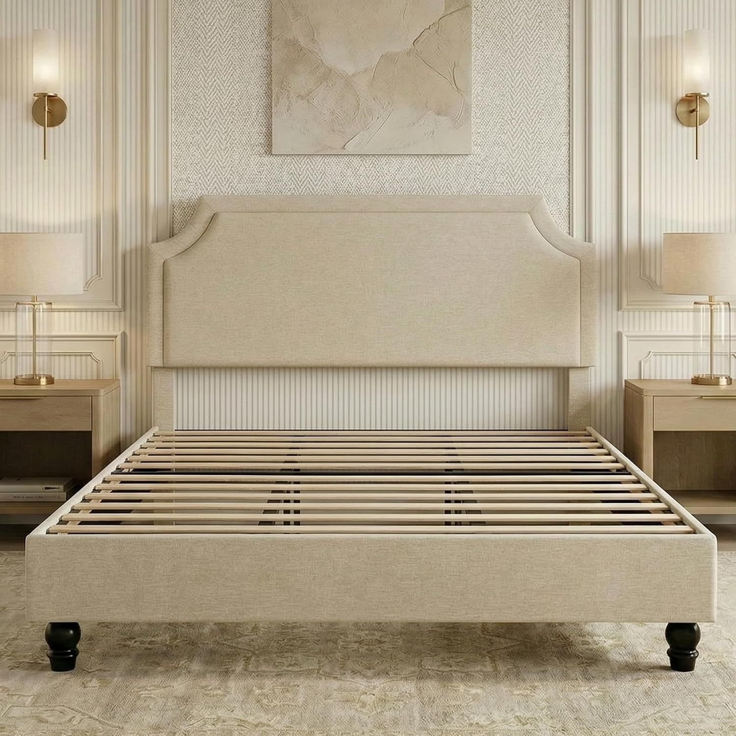 Adjustable Chenille King Platform Bed