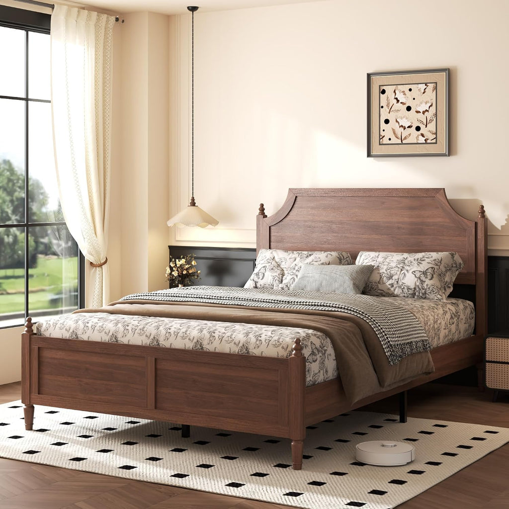 Walnut Storage Full Wood Platform Bed