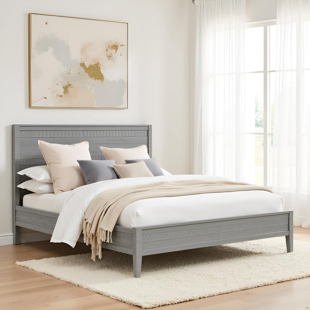 Gray Pine Queen High Panel Bed