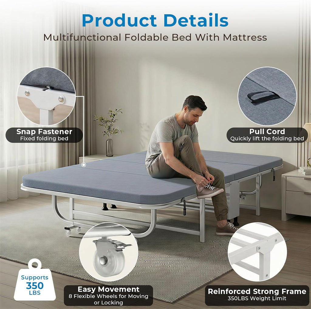 Wheeled Foldable Rollaway Guest Bed