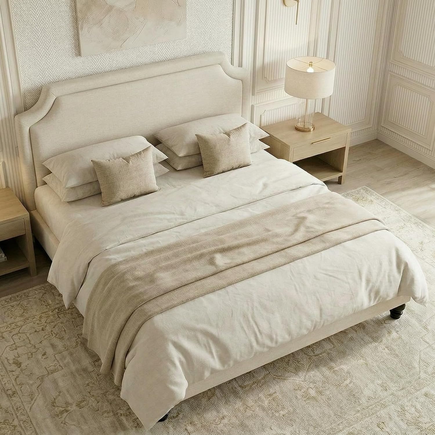 Adjustable Chenille King Platform Bed
