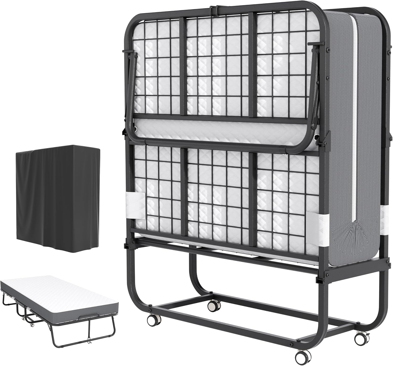 Metal Foam Wheeled Twin Fold Bed